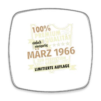 57. Geburtstag März Jahrgang 1966 Geschenkidee - Viereckiger Kühlschrankmagnet - Weiß - Vorne