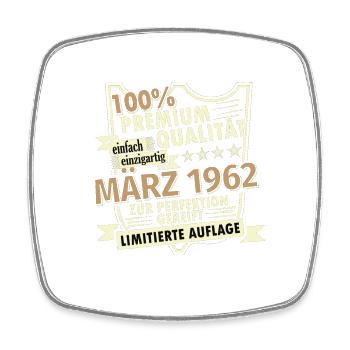 61. Geburtstag März Jahrgang 1962 Geschenkidee - Viereckiger Kühlschrankmagnet - Weiß - Vorne