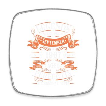 September 1967 Original Birthday Gift Idea - Square fridge magnet - white - Front