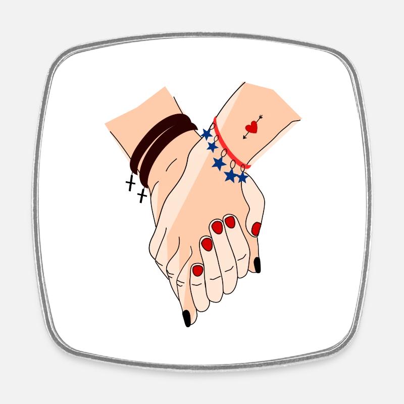 hands intertwined to be together - Square fridge magnet - white