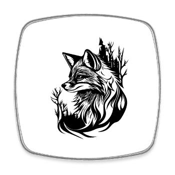 Hübscher niedlicher Tattoo Style Fuchs im Wald - Viereckiger Kühlschrankmagnet - Weiß - Vorne