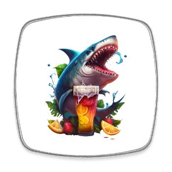 Requin amateur de bière - Magnet carré - blanc - Devant