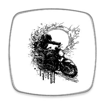 Motorrad Rennsport Splash Sprung Style - Viereckiger Kühlschrankmagnet - Weiß - Vorne