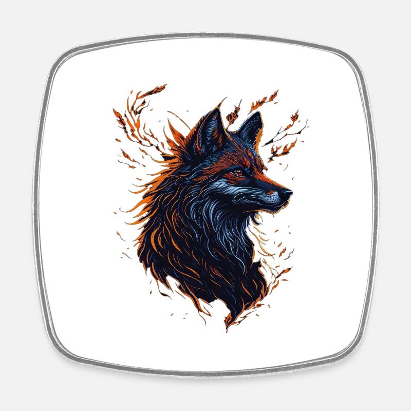 wolf artwork - Magnet carré - blanc