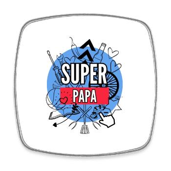 Superdad - Viereckiger Kühlschrankmagnet - Weiß - Vorne