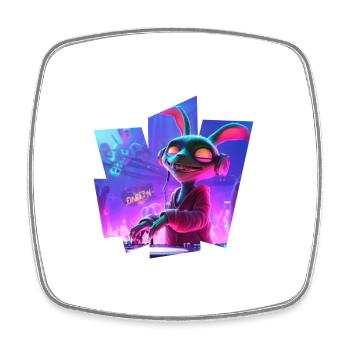 Rabbit Dj - Viereckiger Kühlschrankmagnet - Weiß - Vorne
