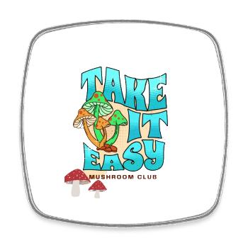 Take it Easy Mushroom Club - Viereckiger Kühlschrankmagnet - Weiß - Vorne