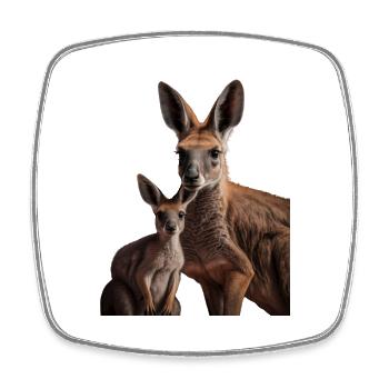 Maman kangourou mignonne avec son bébé avec maman - Magnet carré - blanc - Devant