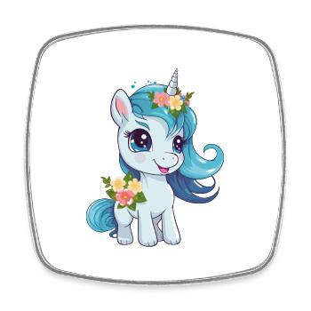 Einhorn Blumen Magie Fantasie Cartoon Bunt Kunst - Viereckiger Kühlschrankmagnet - Weiß - Vorne