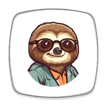 Sloth Geek - Magnet carré - blanc - Devant