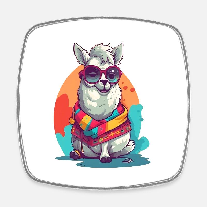 Pas de drame, juste du lama ! - Magnet carré - blanc