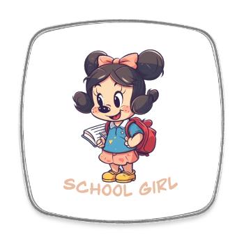 School Girl - Square fridge magnet - white - Front