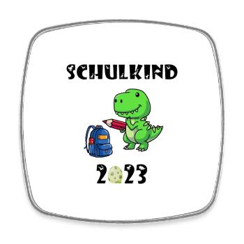 Schulkind 2023 - Dino - T-Rex - Einschulung - Viereckiger Kühlschrankmagnet - Weiß - Vorne