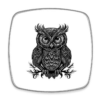 Vintage owl with big eyes - Square fridge magnet - white - Front