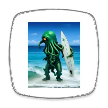 Surfing Octopus - Viereckiger Kühlschrankmagnet - Weiß - Vorne