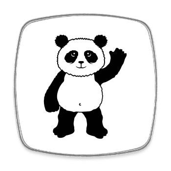 Aufrecht Stehender Panda Bär Winkt Freundlich - Viereckiger Kühlschrankmagnet - Weiß - Vorne
