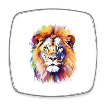 Lion Lion Head Predator Colorful Splash Art - Magnet carré - blanc - Devant