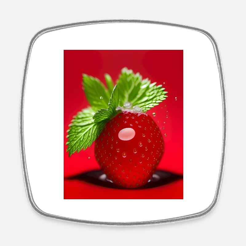 Strawberry - Square fridge magnet - white