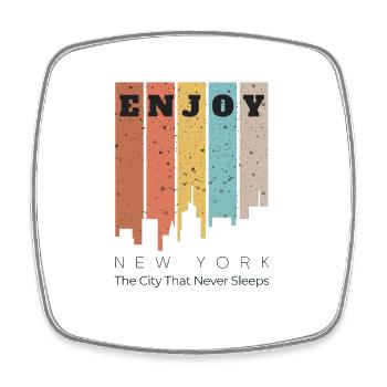 New York The City That Never Sleeps - Viereckiger Kühlschrankmagnet - Weiß - Vorne