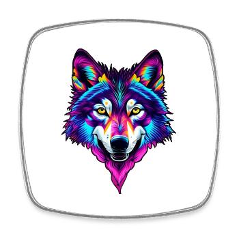 Wolf 02 - Viereckiger Kühlschrankmagnet - Weiß - Vorne