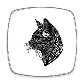 Petit chat dans la nature Web Lines Style de tatouage - Magnet carré - blanc - Devant