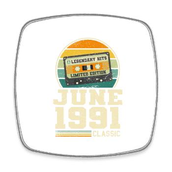 32ème Anniversaire Juin Millésime 1991 Idée cadeau - Magnet carré - blanc - Devant