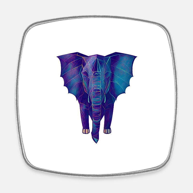 Geometric Blue Elephant - Square fridge magnet - white