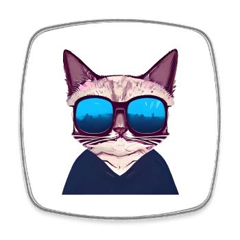 Chat Propriétaire Chat Domestique Chaton - Magnet carré - blanc - Devant