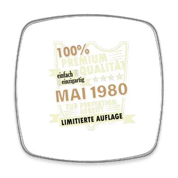 43. Geburtstag Mai Jahrgang 1980 Geschenkidee - Viereckiger Kühlschrankmagnet - Weiß - Vorne