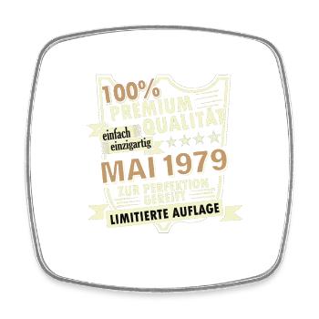 44. Geburtstag Mai Jahrgang 1979 Geschenkidee - Viereckiger Kühlschrankmagnet - Weiß - Vorne