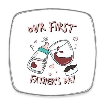 Our first father´s day - Viereckiger Kühlschrankmagnet - Weiß - Vorne