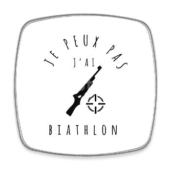 biathlon - Je peux pas, j'ai biathlon - Magnet carré - blanc - Devant