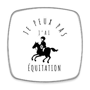 Je peux pas, j'ai équitation - Magnet carré - blanc - Devant