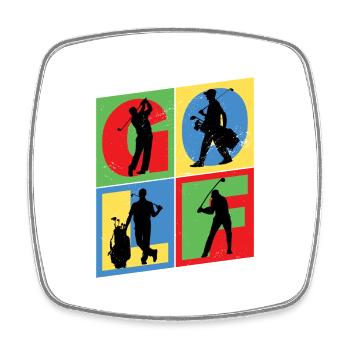 Golf Golfen Golfspieler Sport Hobby Club Vintage - Viereckiger Kühlschrankmagnet - Weiß - Vorne