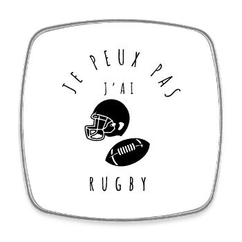 Je peux pas j'ai rugby - Passionné de rugby - Magnet carré - blanc - Devant