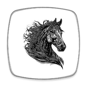 Galloping stallion with elegant mane in the wind - Square fridge magnet - white - Front