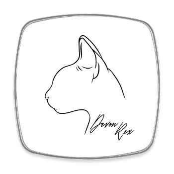 Devon Rex Profile Cat Cat Wilsigns - Square fridge magnet - white - Front