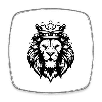 Roi Tête de Lion - Magnet carré - blanc - Devant