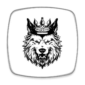 Roi tête de couronne de loup - Magnet carré - blanc - Devant