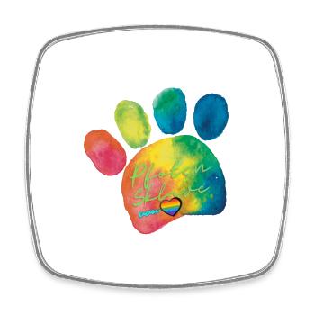 Paws slave from the heart - funny statement - Square fridge magnet - white - Front