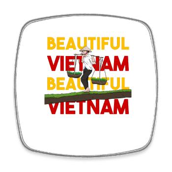 Vietnam Viet Bauern Reisfeld Flagge I Geschenk - Viereckiger Kühlschrankmagnet - Weiß - Vorne