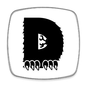 Monster Letter D - Square fridge magnet - white - Front