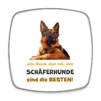 Schäferhunde sind die BESTEN! Mit Sonnenbrille - Viereckiger Kühlschrankmagnet - Weiß - Vorne
