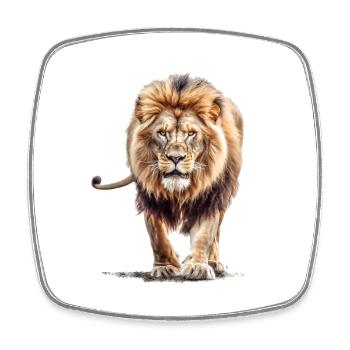 Lion - Magnet carré - blanc - Devant