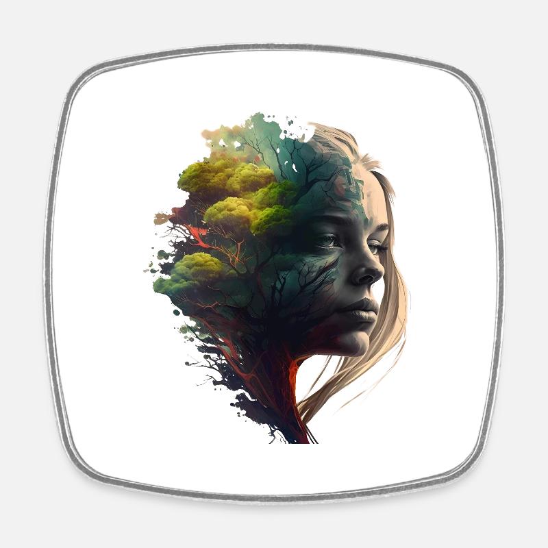 Rainbowtree-Nature-Girl - Square fridge magnet - white