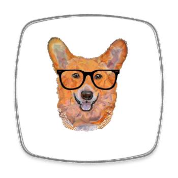 chien avec lunette - Magnet carré - blanc - Devant