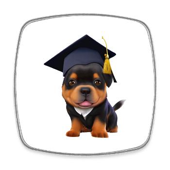 Bachelor Rottweiler Schulabschluss Studium Hunde - Viereckiger Kühlschrankmagnet - Weiß - Vorne