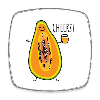 Gesund mit Papaya - Viereckiger Kühlschrankmagnet - Weiß - Vorne