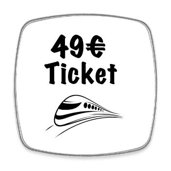 49 ticket bzw Deutschlandticket - Viereckiger Kühlschrankmagnet - Weiß - Vorne