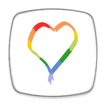 Regenbogenherz gezeichnet - Viereckiger Kühlschrankmagnet - Weiß - Vorne